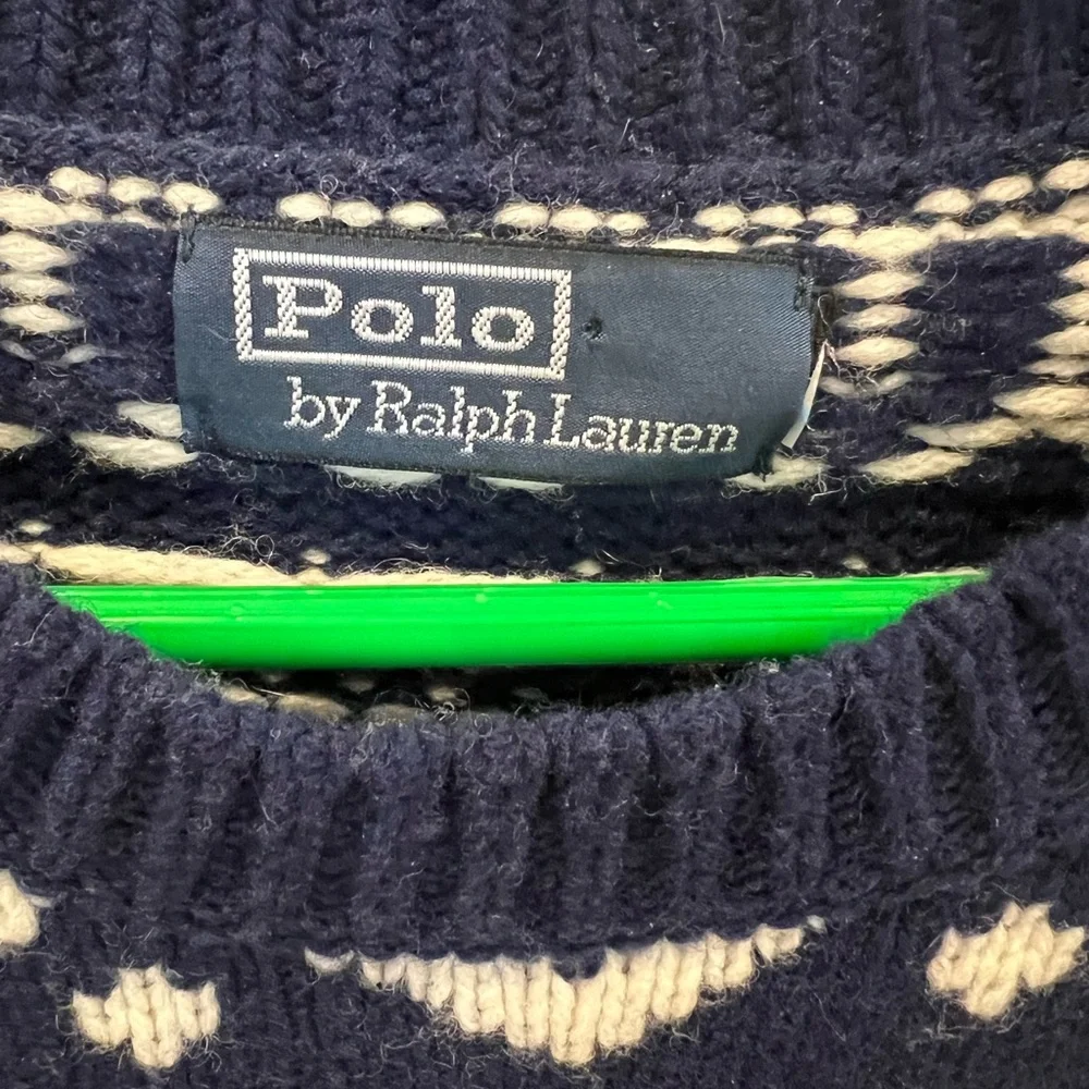 Ralph Lauren polo Navy and Cream Knit Sweater -men’s large - Picture 3 of 11